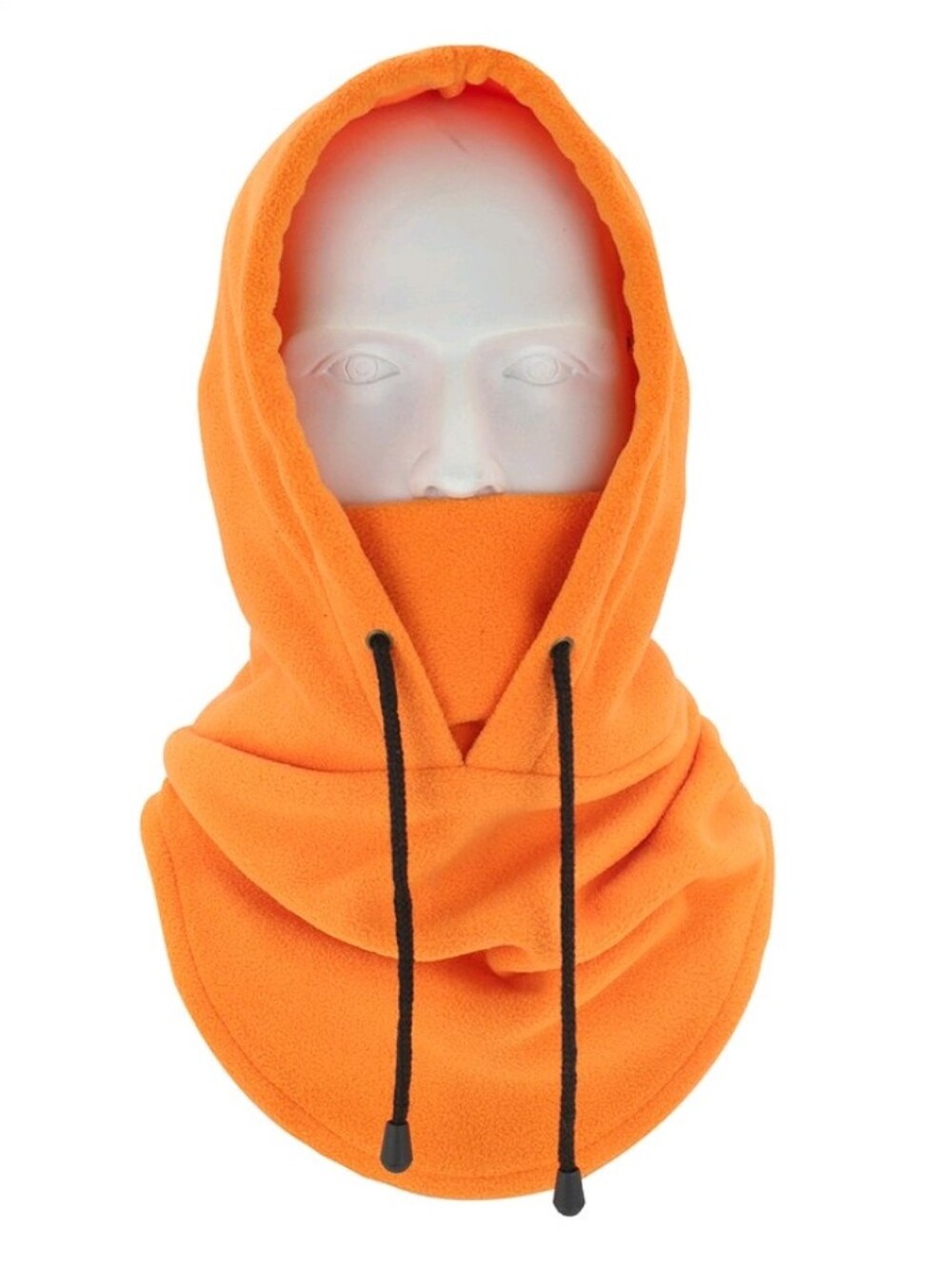 Bright Orange Hooded Fleece Balaclava with Drawstring